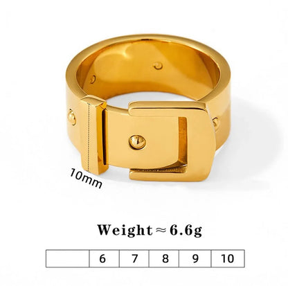 Wholesale Jewelry Modern Style Artistic Belt Buckle Solid Color 304 Stainless Steel 16K Gold Plated White Gold Plated Gold Plated Plating Rings