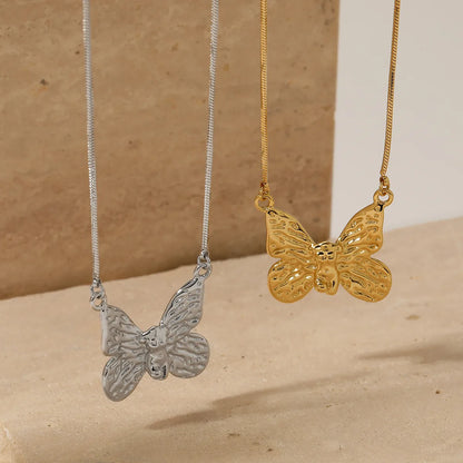 Wholesale Jewelry Modern Style Artistic Butterfly 304 Stainless Steel 16K Gold Plated White Gold Plated Gold Plated Necklace