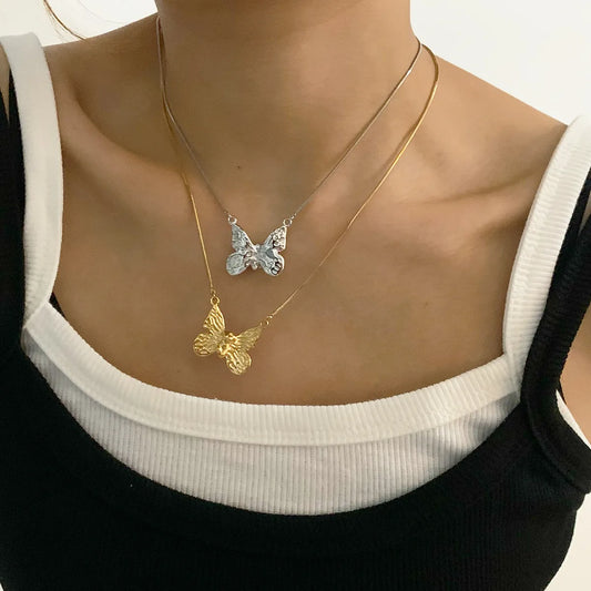 Wholesale Jewelry Modern Style Artistic Butterfly 304 Stainless Steel 16K Gold Plated White Gold Plated Gold Plated Necklace