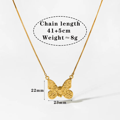 Wholesale Jewelry Modern Style Artistic Butterfly 304 Stainless Steel 16K Gold Plated White Gold Plated Gold Plated Necklace