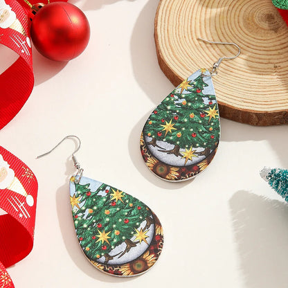 Wholesale Jewelry Modern Style Christmas Tree Bell Wood Ear Hook