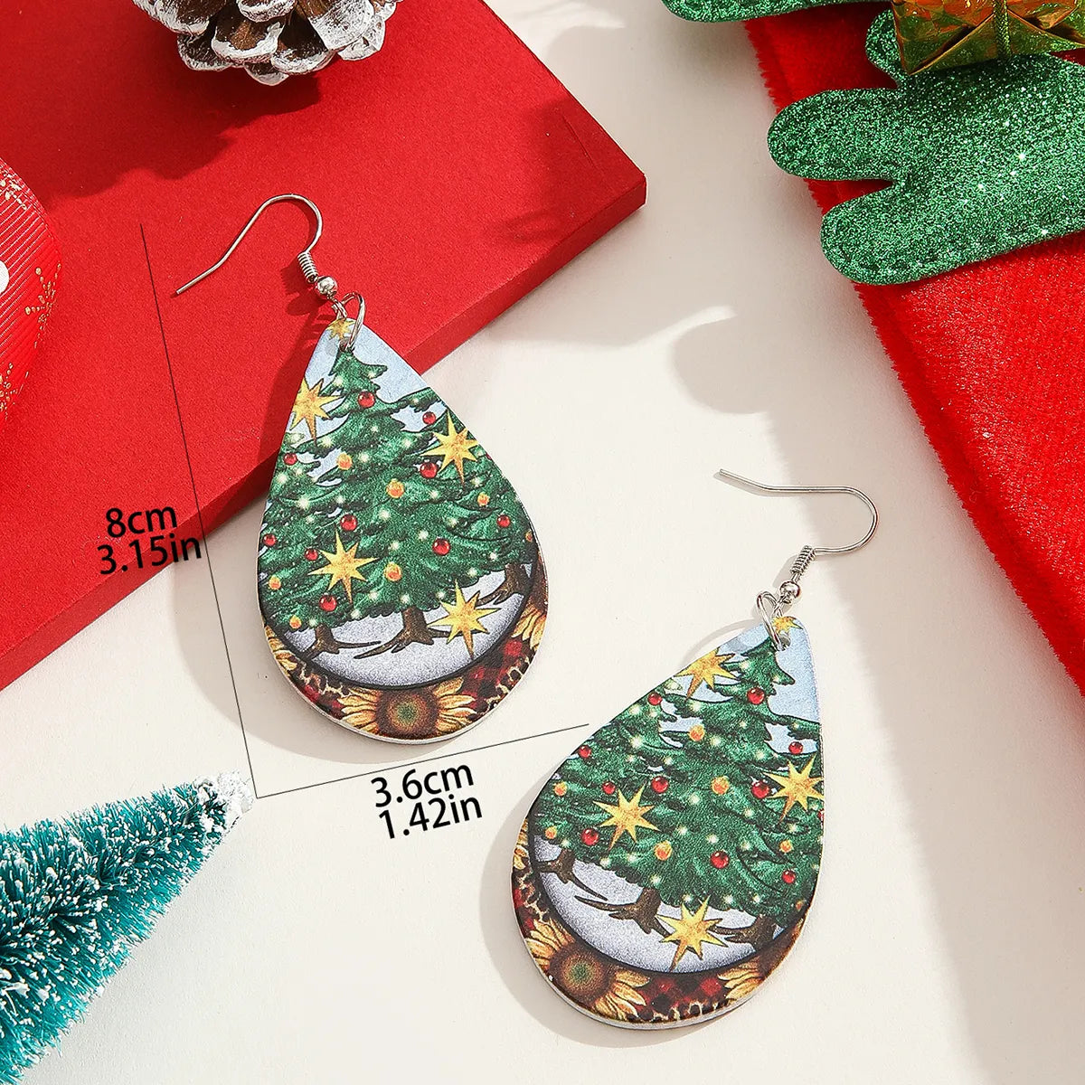 Wholesale Jewelry Modern Style Christmas Tree Bell Wood Ear Hook