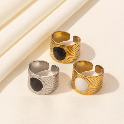 Wholesale Jewelry Modern Style Classic Style Geometric 304 Stainless Steel 18K Gold Plated Polishing Enamel Open Rings