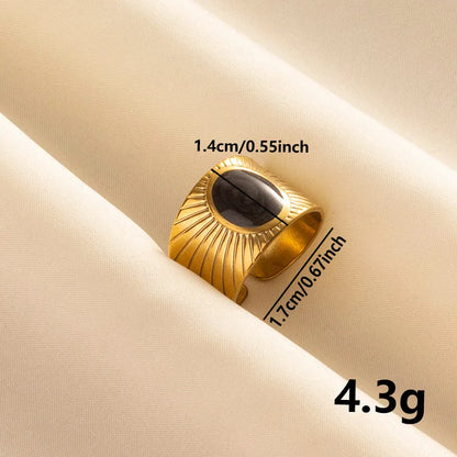 Wholesale Jewelry Modern Style Classic Style Geometric 304 Stainless Steel 18K Gold Plated Polishing Enamel Open Rings