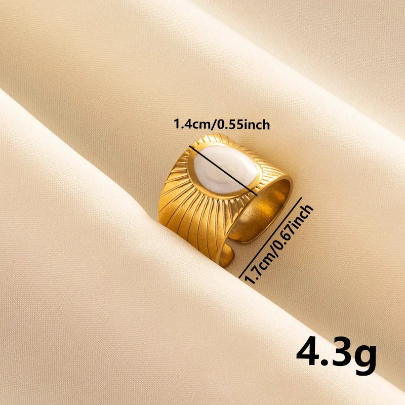 Wholesale Jewelry Modern Style Classic Style Geometric 304 Stainless Steel 18K Gold Plated Polishing Enamel Open Rings