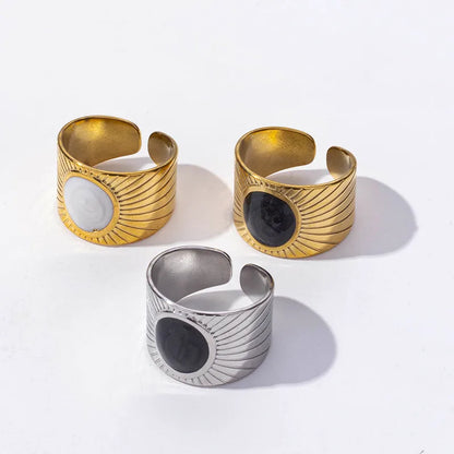 Wholesale Jewelry Modern Style Classic Style Geometric 304 Stainless Steel 18K Gold Plated Polishing Enamel Open Rings