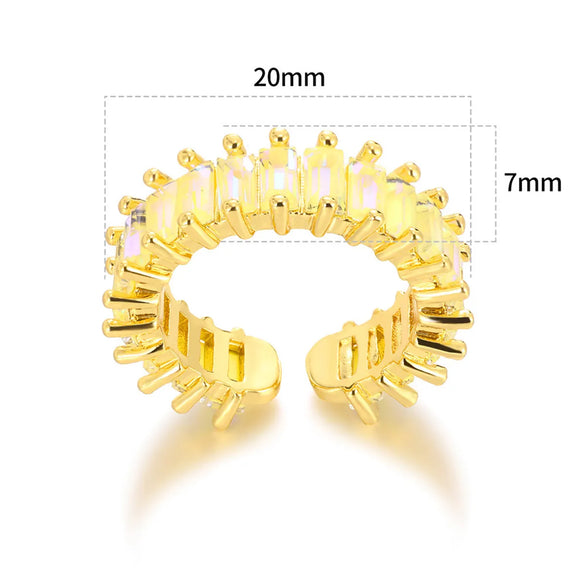 Wholesale Jewelry Modern Style Classic Style Geometric 304 Stainless Steel Zircon Plating Inlay Open Rings