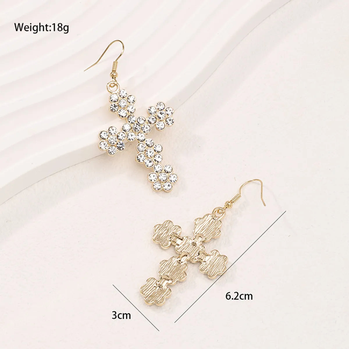 Wholesale Jewelry Modern Style Cross Alloy Artificial Gemstones Inlay Drop Earrings