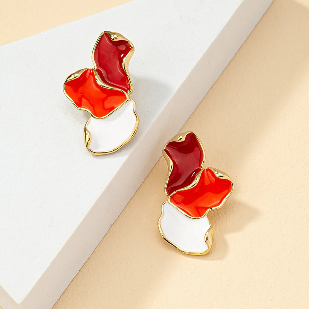 Wholesale Jewelry Modern Style Flower Alloy Enamel Drop Earrings