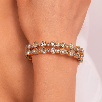 Wholesale Jewelry Modern Style Oversized Star Artificial Gemstones Artificial Pearl Rhinestones Pearl Inlay Bangle