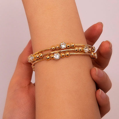 Wholesale Jewelry Modern Style Oversized Star Artificial Gemstones Artificial Pearl Rhinestones Pearl Inlay Bangle