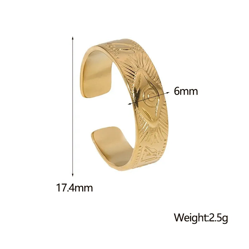 Wholesale Jewelry Modern Style Simple Style Eye 304 Stainless Steel 18K Gold Plated Plating Open Rings