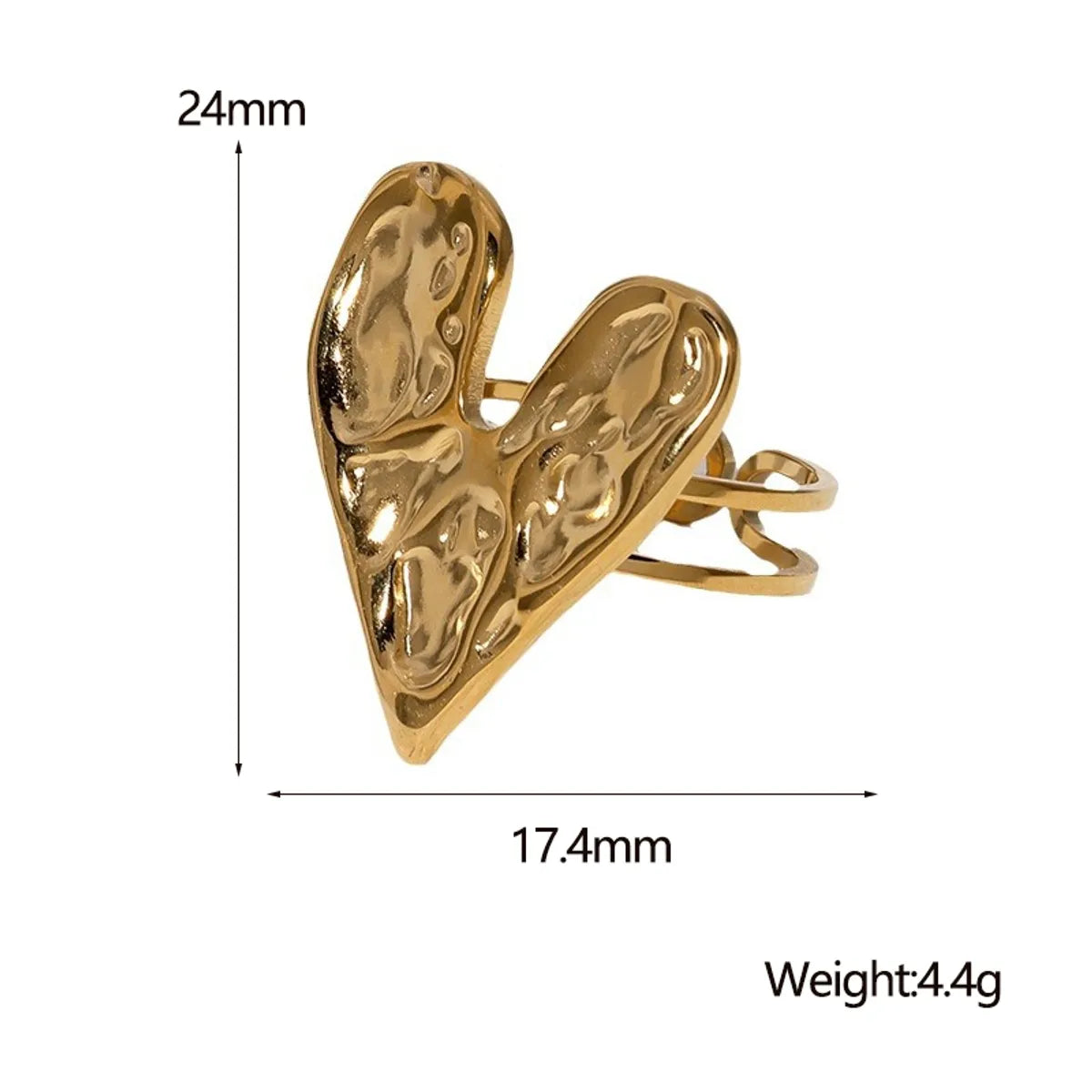 Wholesale Jewelry Modern Style Simple Style Heart Shape 304 Stainless Steel 18K Gold Plated Open Rings