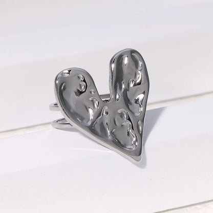 Wholesale Jewelry Modern Style Simple Style Heart Shape 304 Stainless Steel 18K Gold Plated Open Rings