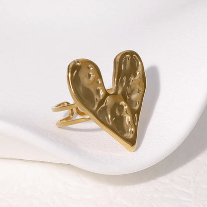 Wholesale Jewelry Modern Style Simple Style Heart Shape 304 Stainless Steel 18K Gold Plated Open Rings