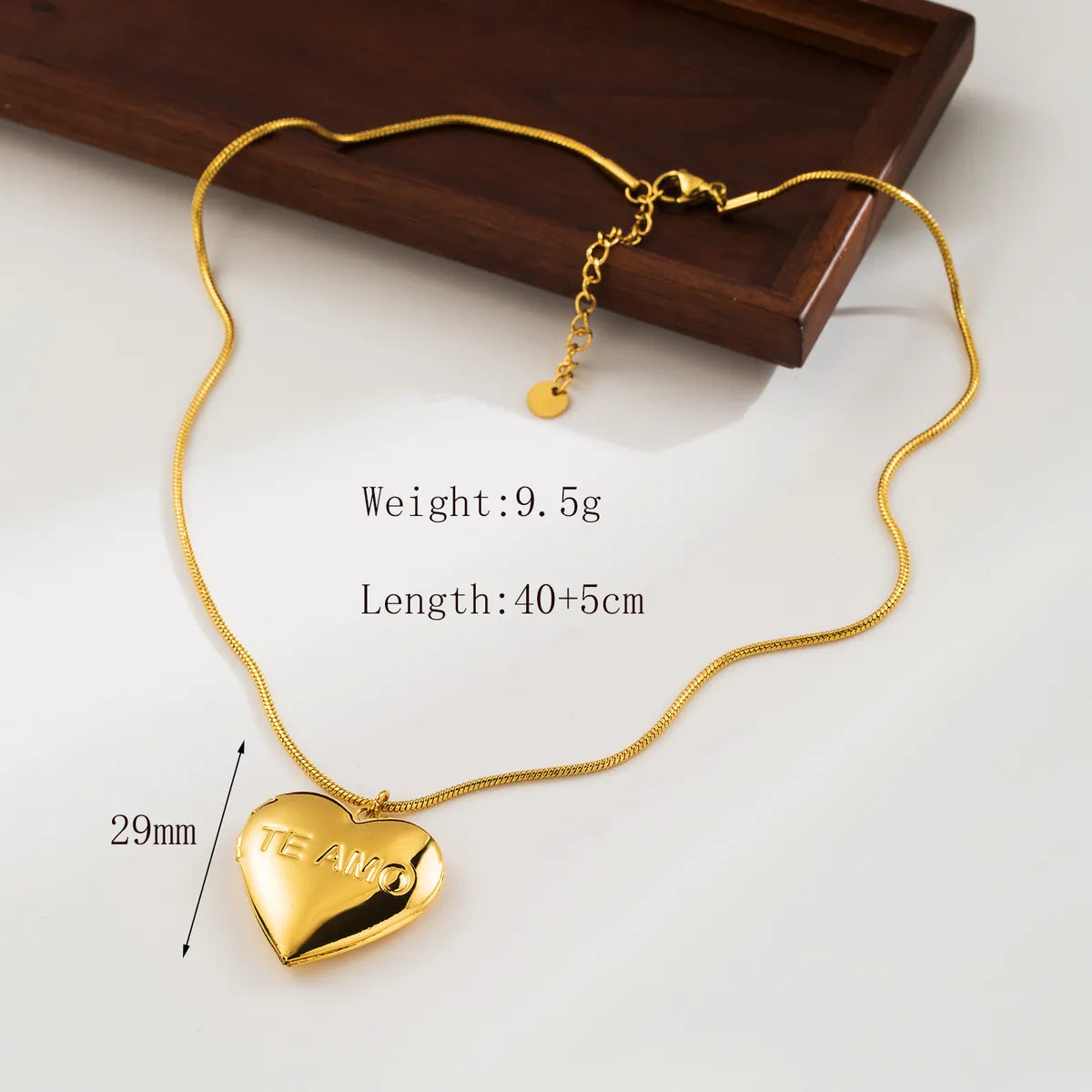 Wholesale Jewelry Modern Style Simple Style Heart Shape Solid Color 304 Stainless Steel 18K Gold Plated Plating Pendant Necklace