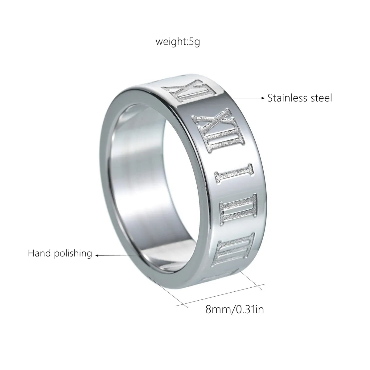 Wholesale Jewelry Modern Style Simple Style Solid Color 304 Stainless Steel Rings