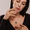 Wholesale Jewelry Natural Black Onyx And 316L Stainless Steel Electroplated With 18K True Gold Earrings Necklace Ring For Women