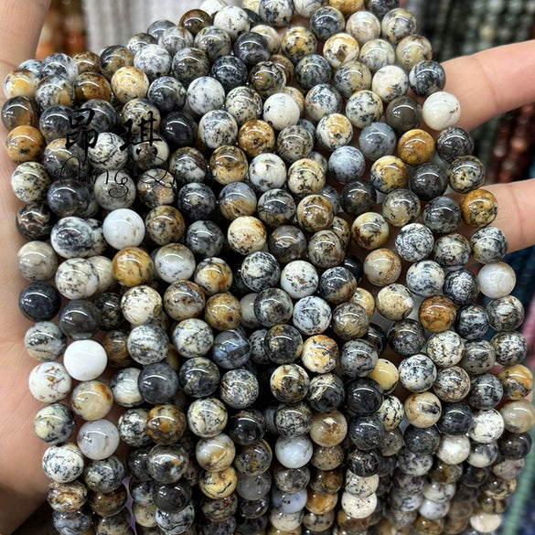 Wholesale Jewelry Natural Black Opal Stone Beads Manual Cutting And Polishing Baroque Style Round For Diy Bracelet Accessories