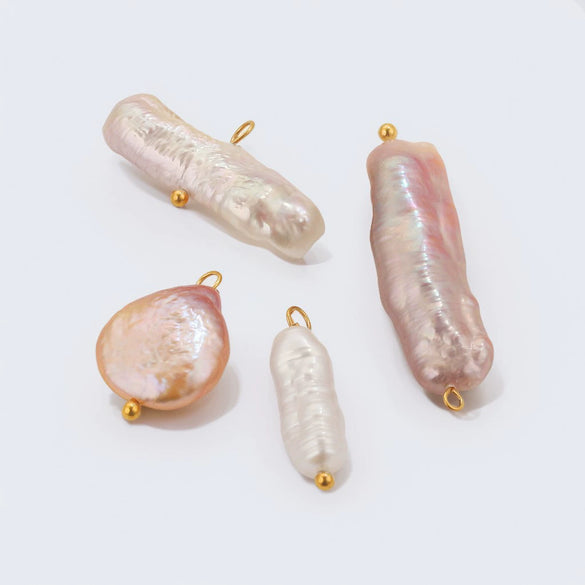 Wholesale Jewelry Natural Freshwater Baroque Pearl Stainless Steel Curved Pin Pendant