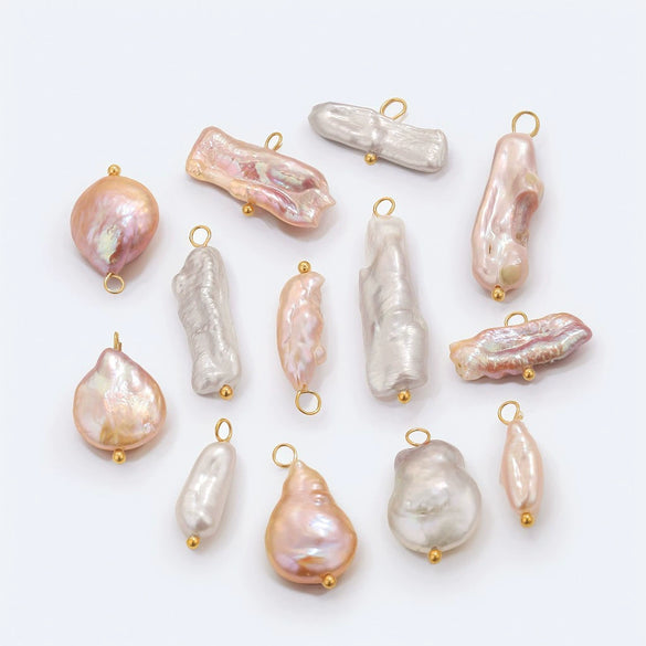 Wholesale Jewelry Natural Freshwater Baroque Pearl Stainless Steel Curved Pin Pendant
