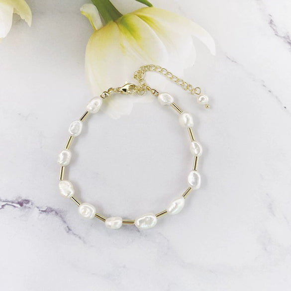 Wholesale Jewelry Natural Freshwater Pearl Geometric Heart Shape Handmade Necklace With Clavicle Bracelet For Women