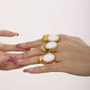 Wholesale Jewelry Natural Opal 316L Stainless Steel Women's Earrings And Ring Pvd Plated 18K True Gold Fashion Style