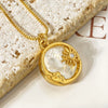 Wholesale Jewelry Natural Shell Round Luxury Sun Moon Star Pendant Copper 18K Gold Plated Electroplated