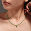 Wholesale Jewelry Natural Stone Beaded Emerald Cat's Eye Stone Water Drop Pendant 316L Stainless Steel Light Luxury Geometric Electroplated Women's Necklace