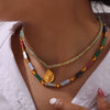 Wholesale Jewelry Natural Stone Beaded Geometric Handmade 316L Stainless Steel Necklace For Women