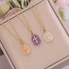 Wholesale Jewelry Natural Stone Cross Stainless Steel Necklace For Women With Geometric Design And Electroplating Treatment