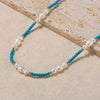 Wholesale Jewelry Natural Stone Cultured Freshwater Pearl Turquoise Silver 225 Silver Geometric Electroplated Necklace For Women