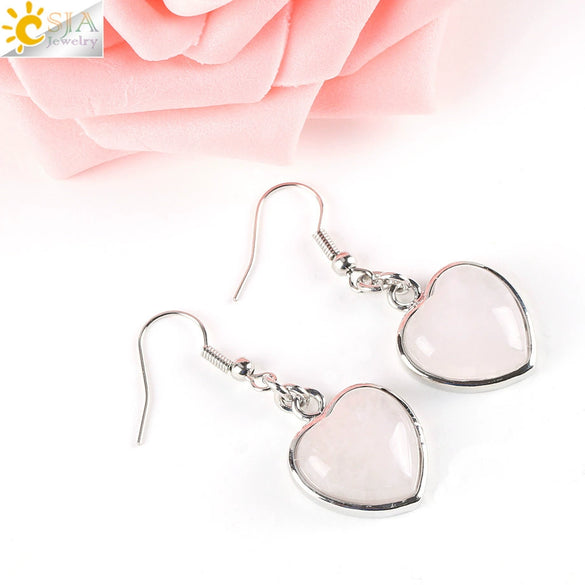 Wholesale Jewelry Natural Stone Heart Shape Minimalist Ladies Earrings