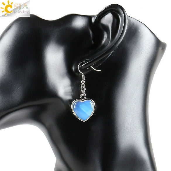 Wholesale Jewelry Natural Stone Heart Shape Minimalist Ladies Earrings