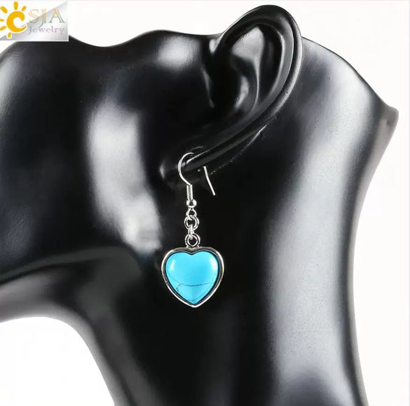 Wholesale Jewelry Natural Stone Heart Shape Minimalist Ladies Earrings