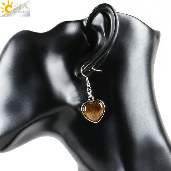 Wholesale Jewelry Natural Stone Heart Shape Minimalist Ladies Earrings