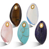 Wholesale Jewelry Natural Stone Pink Crystal Turquoise Stainless Steel Oval Pendant Necklace With Geometric Style And Electroplating Treatment