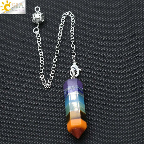 Wholesale Jewelry Natural Stone Rainbow Pendant Rhombus Creative Spirit Swing