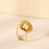 Wholesale Jewelry Natural Style Geometric Stainless Steel Shell Ring With Electroplating For Women
