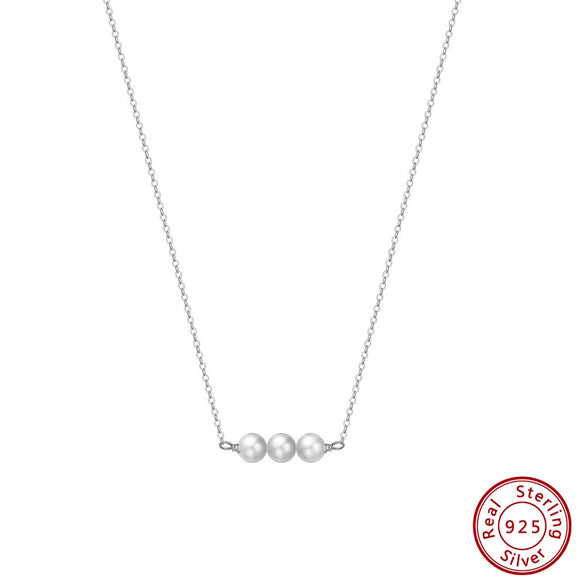 Wholesale Jewelry Natural Style S925 Sterling Silver Necklace With Freshwater Pearl And Geometric Pendant Electroplated