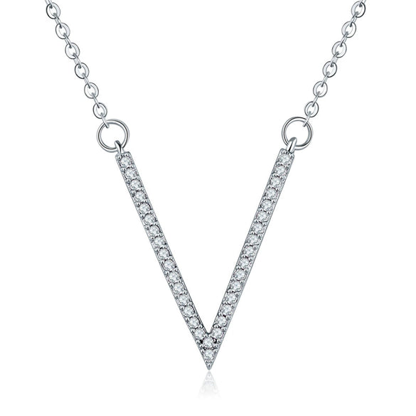 Wholesale Jewelry Necklace Light Luxury Environmental Protection Copper Microinlaid Zircon Clavicle Chain With Letters Pattern Electroplating