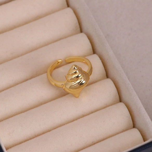 Wholesale Jewelry Niche Animal Style Geometric Copper Ring With Starfish Conch Pattern Electroplated For Women