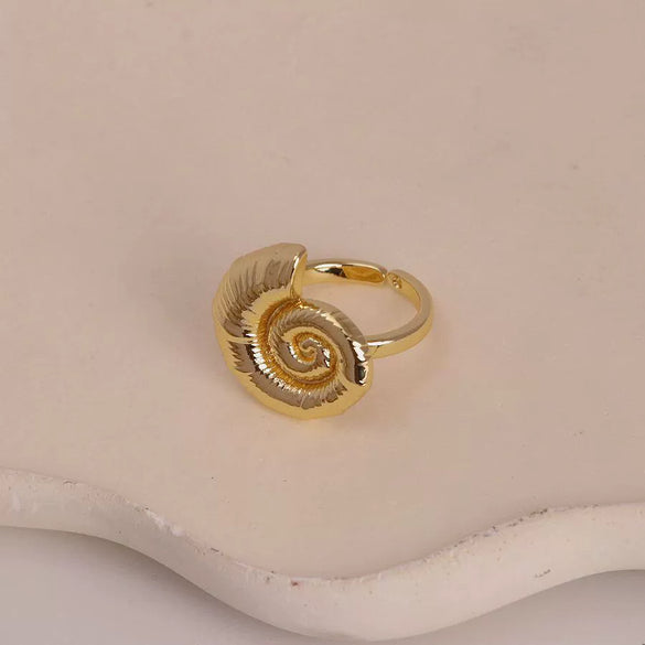 Wholesale Jewelry Niche Animal Style Geometric Copper Ring With Starfish Conch Pattern Electroplated For Women