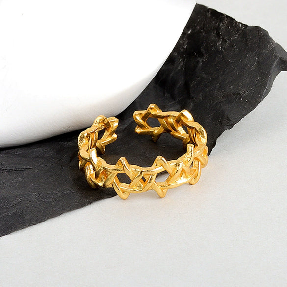 Wholesale Jewelry Niche Geometric Copper Open Ring For Women With Electroplating