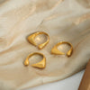 Wholesale Jewelry Niche Style Irregular Geometric 316L Stainless Steel Gold Plated Opening Ring