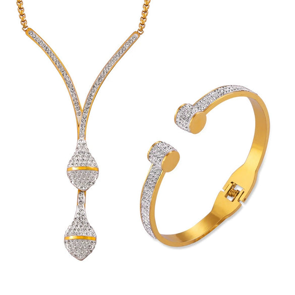 Wholesale Jewelry Niche Style 316L Stainless Steel Goldplated With Chain Pattern