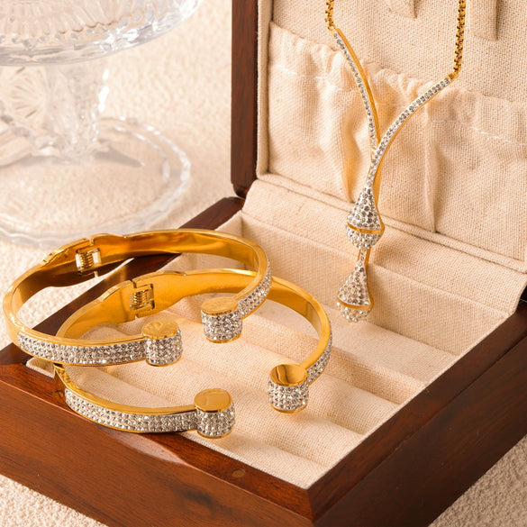 Wholesale Jewelry Niche Style 316L Stainless Steel Goldplated With Chain Pattern