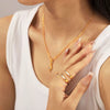 Wholesale Jewelry Niche Style 316L Stainless Steel Pendant Necklace With Quadrilateral Pattern And Cat's Eye Pendant