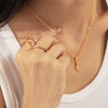 Wholesale Jewelry Niche Style 316L Stainless Steel Pendant Necklace With Quadrilateral Pattern And Cat's Eye Pendant