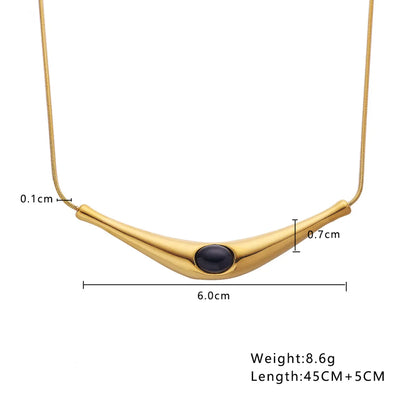 Wholesale Jewelry Nordic Style Retro French Style Geometric 304 Stainless Steel Zircon 18K Gold Plated Inlay Necklace